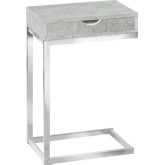 Accent Table with Drawer in Chrome & Grey Cement Finish